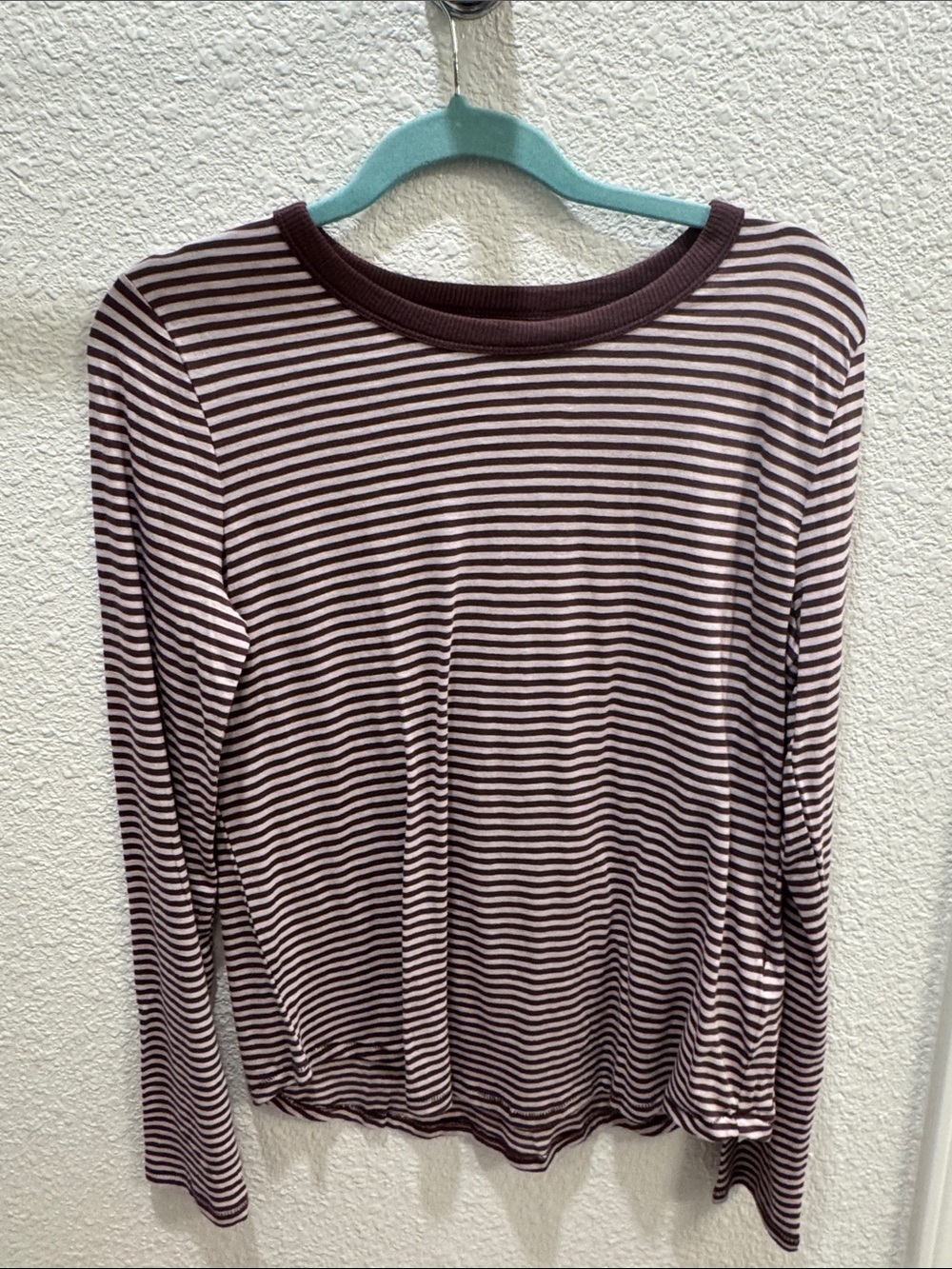 Madewell Maroon and Cream Striped Long Sleeve Top